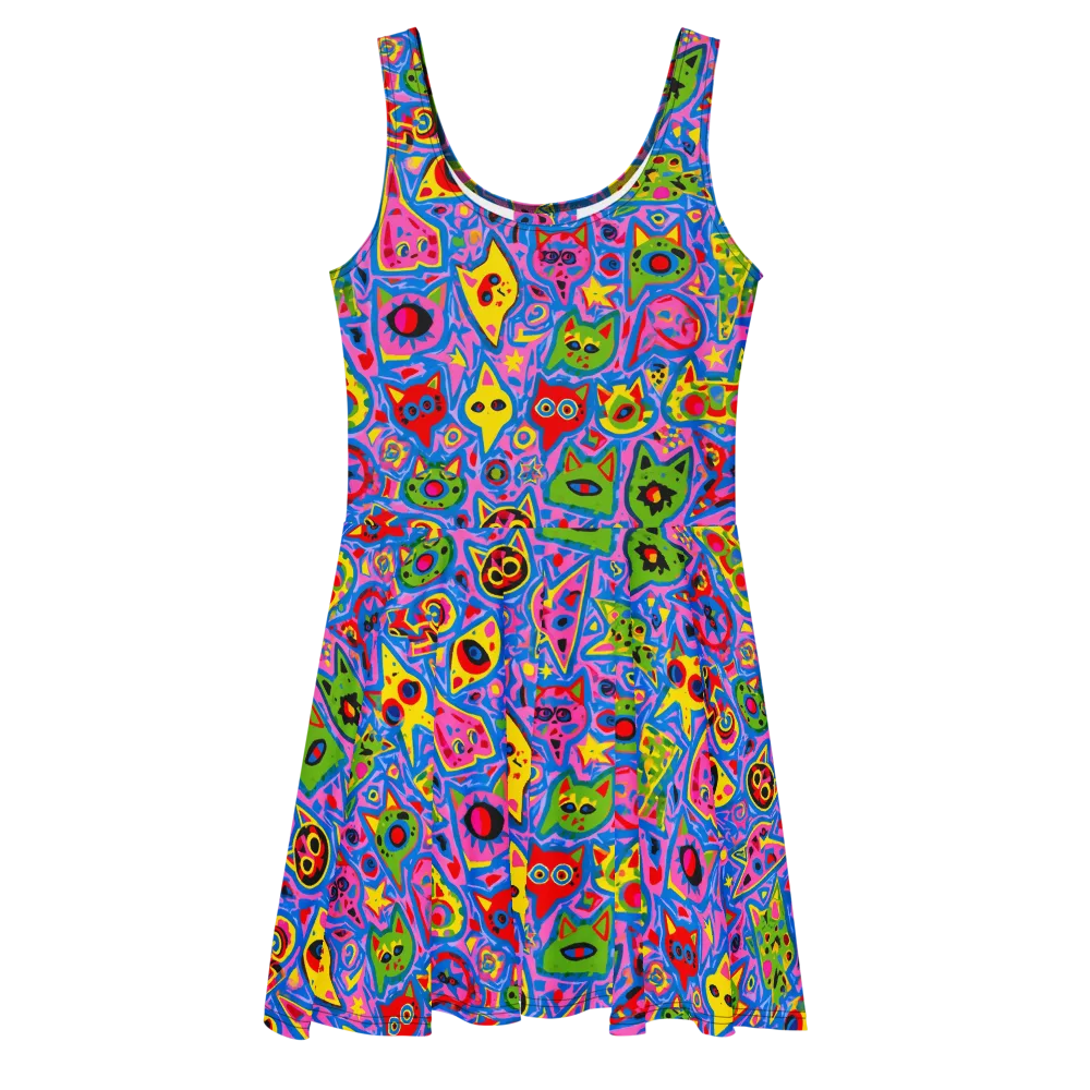 Electric Whiskers on Skater Dress — Front