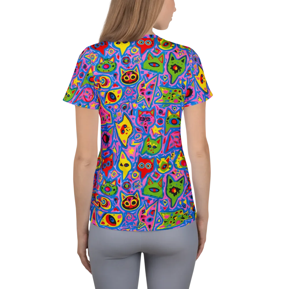 Electric Whiskers on Women's Athletic T-Shirt — Back