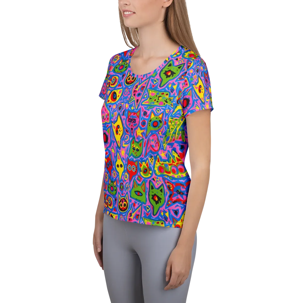 Electric Whiskers on Women's Athletic T-Shirt — Left