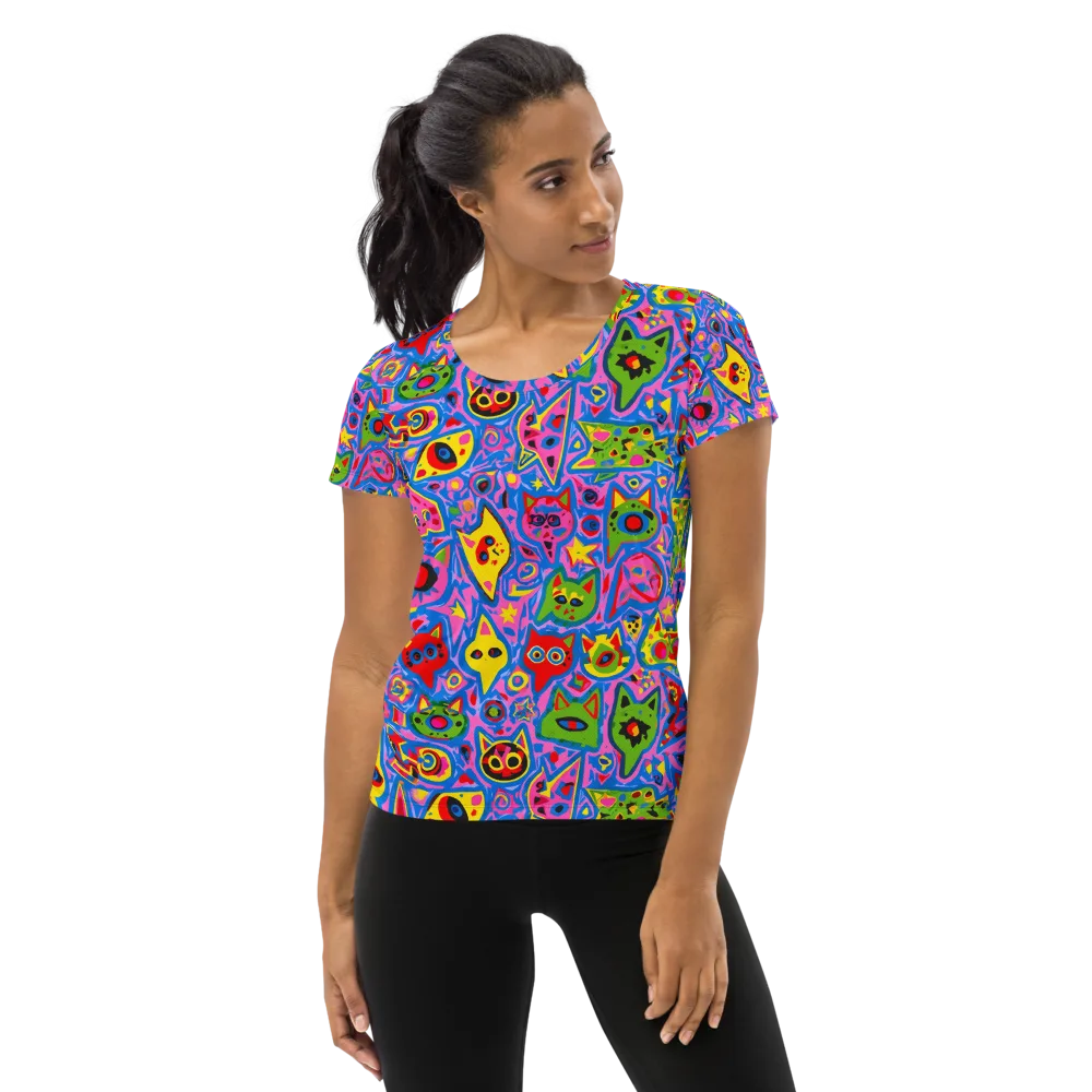 Electric Whiskers on Women's Athletic T-Shirt — Front