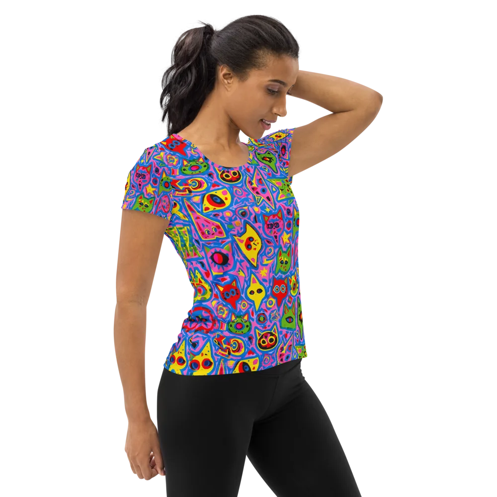 Electric Whiskers on Women's Athletic T-Shirt — Right