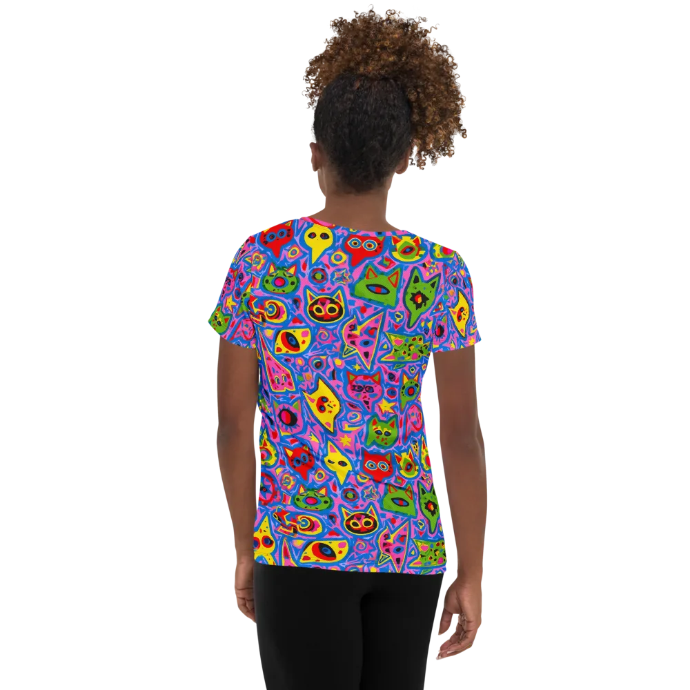 Electric Whiskers on Women's Athletic T-Shirt — Back