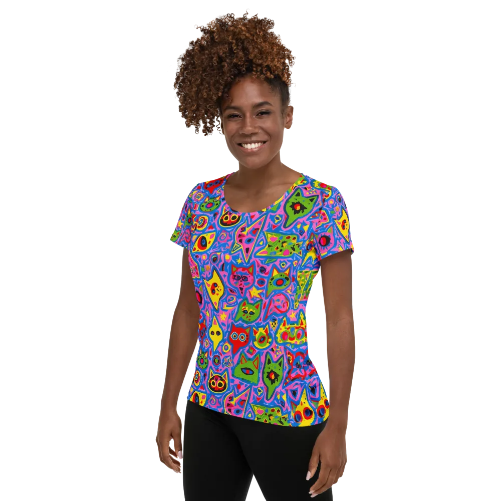 Electric Whiskers on Women's Athletic T-Shirt — Left