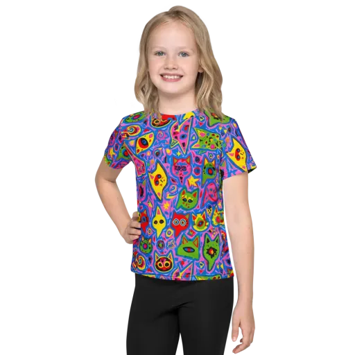 Electric Whiskers on a Kids Crew Neck T-Shirt