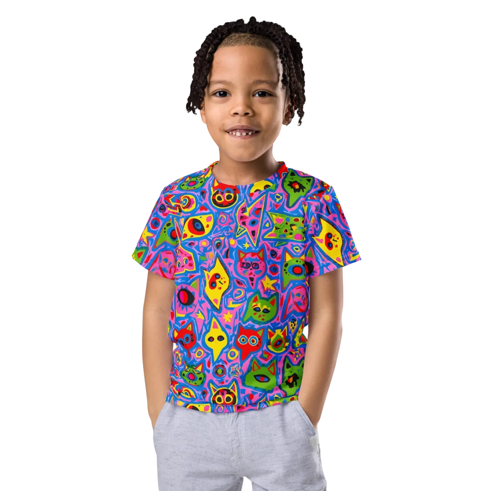 Electric Whiskers on Kids Crew Neck T-Shirt — Front