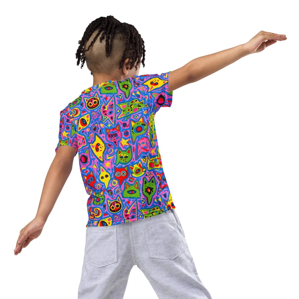 Electric Whiskers on Kids Crew Neck T-Shirt — Back