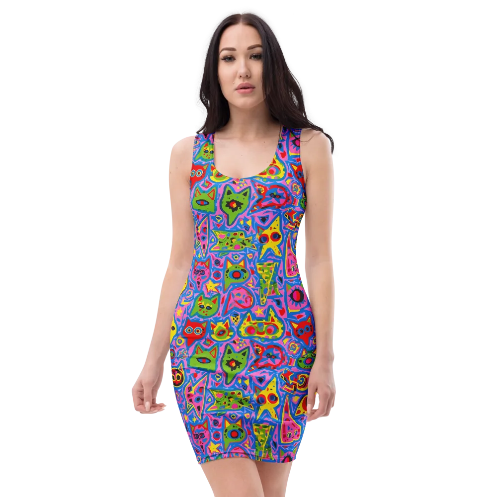 Electric Whiskers on Bodycon Dress — Front