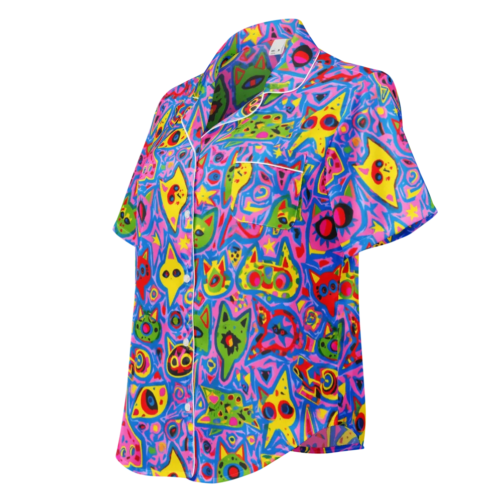 Electric Whiskers on Women's Short Sleeve Pajama Top — Left Front