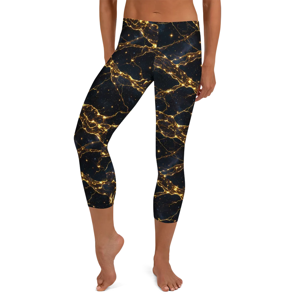 Midnight Fulgurite on Capri Leggings — Front