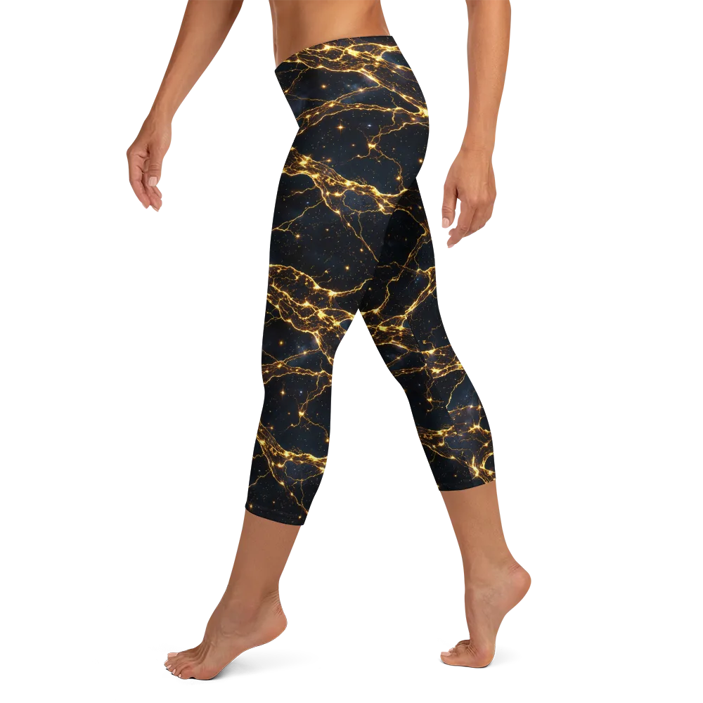Midnight Fulgurite on Capri Leggings — Left