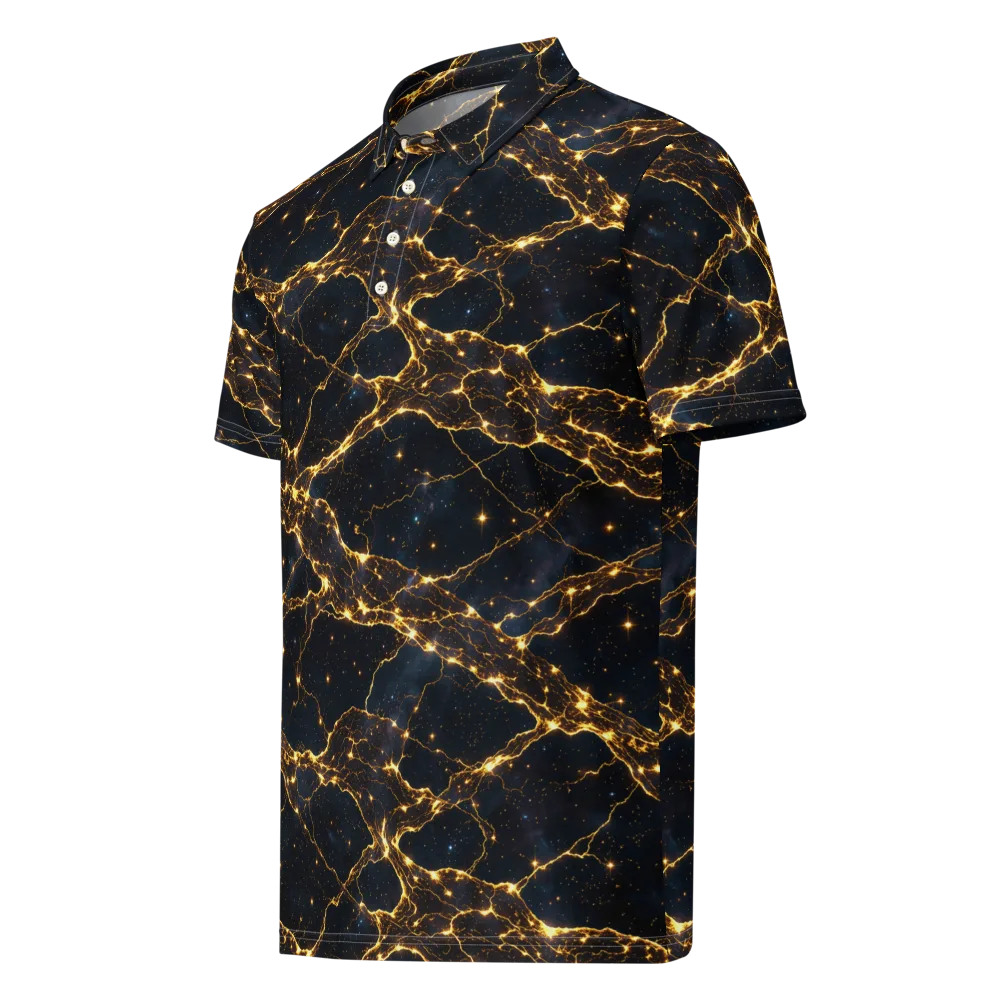 Midnight Fulgurite on Men's Slim Fit Polo Shirt — Left Front