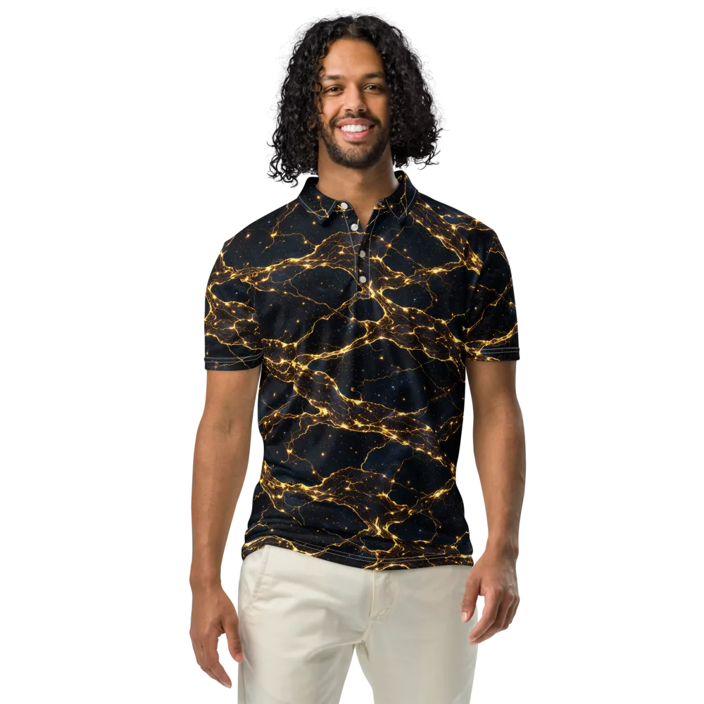 Midnight Fulgurite on Men's Slim Fit Polo Shirt — Front