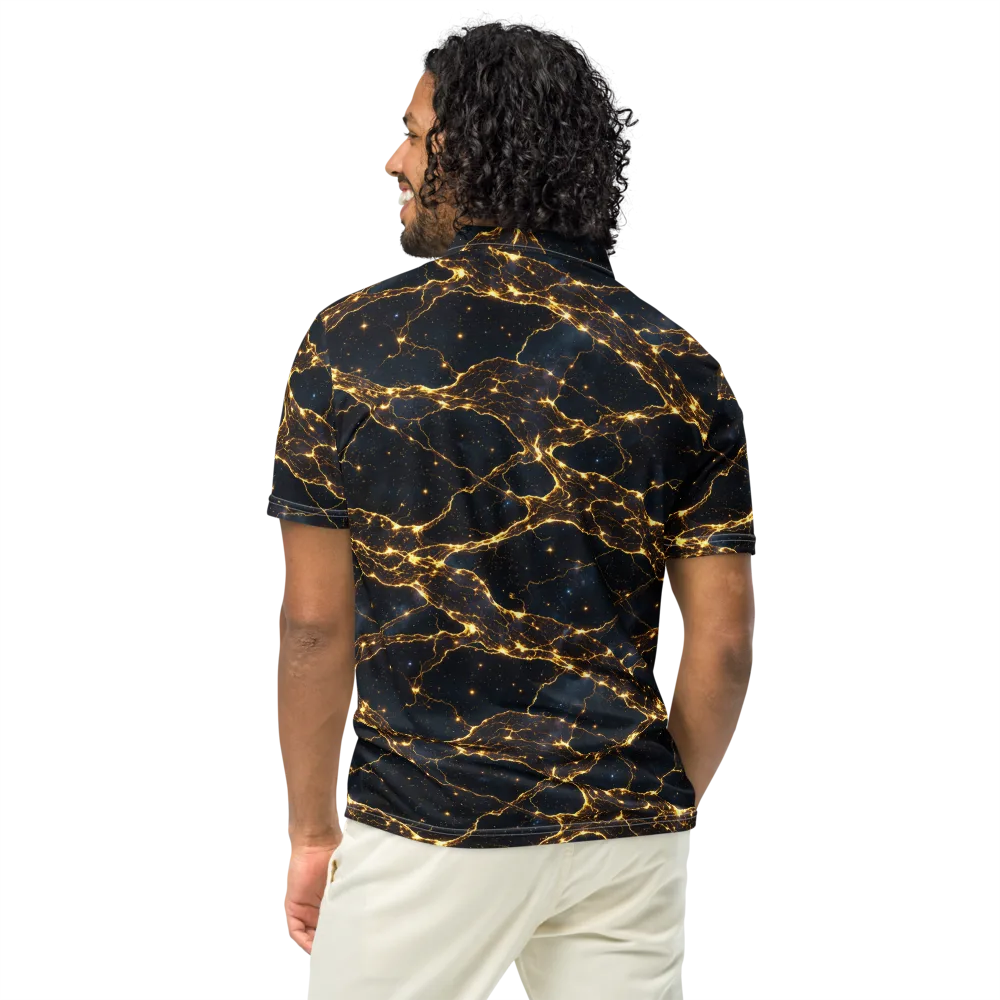 Midnight Fulgurite on Men's Slim Fit Polo Shirt — Back