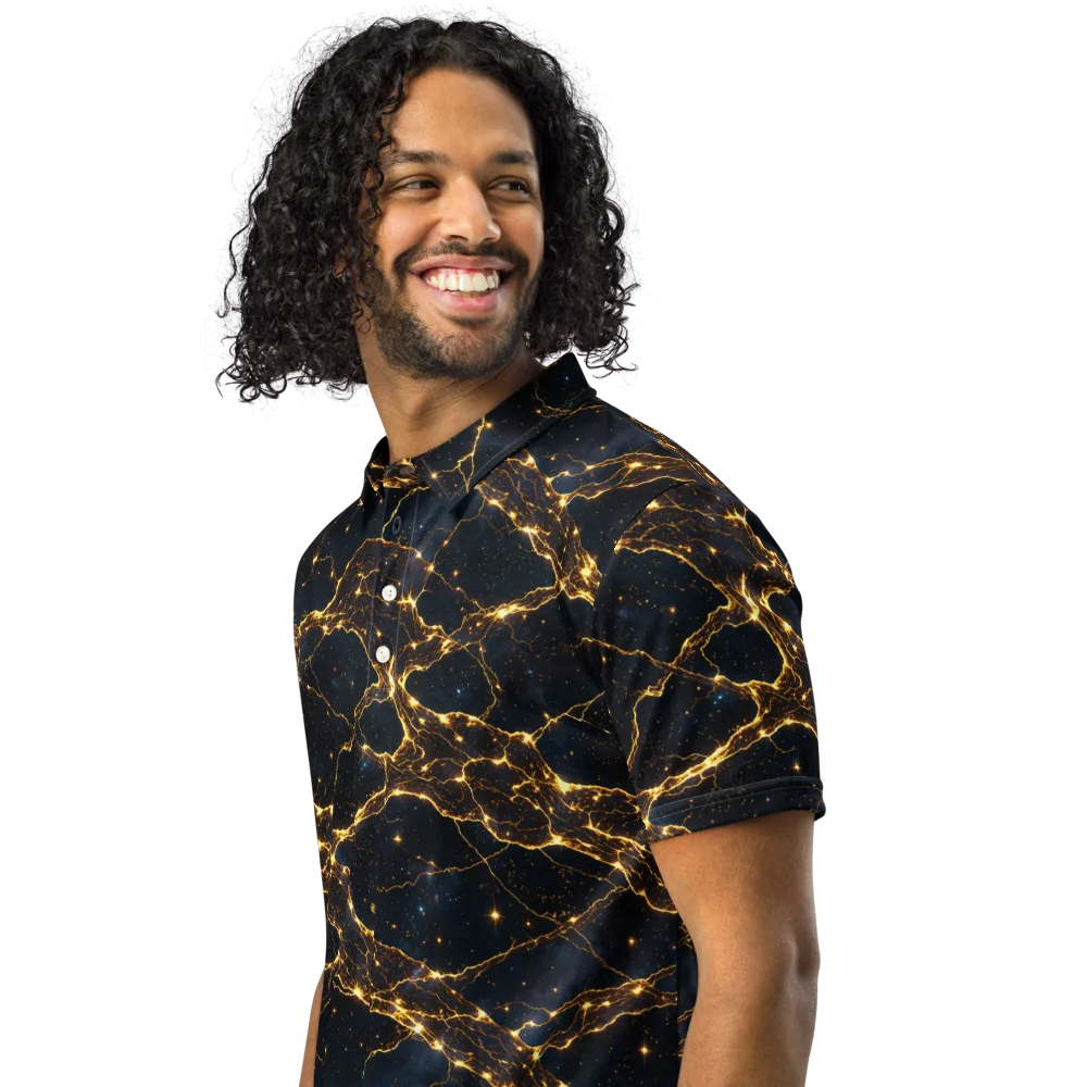 Midnight Fulgurite on Men's Slim Fit Polo Shirt — Left Front