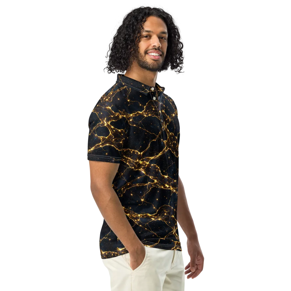 Midnight Fulgurite on Men's Slim Fit Polo Shirt — Right Front