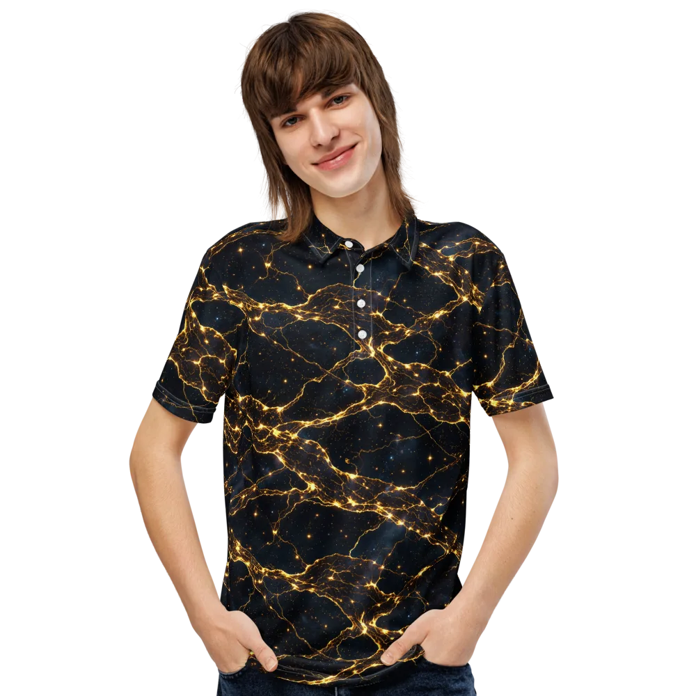 Midnight Fulgurite on Men's Slim Fit Polo Shirt — Front