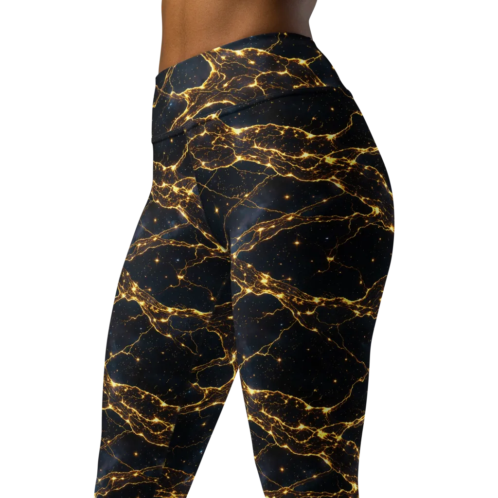 Midnight Fulgurite on Yoga Leggings — Left Front