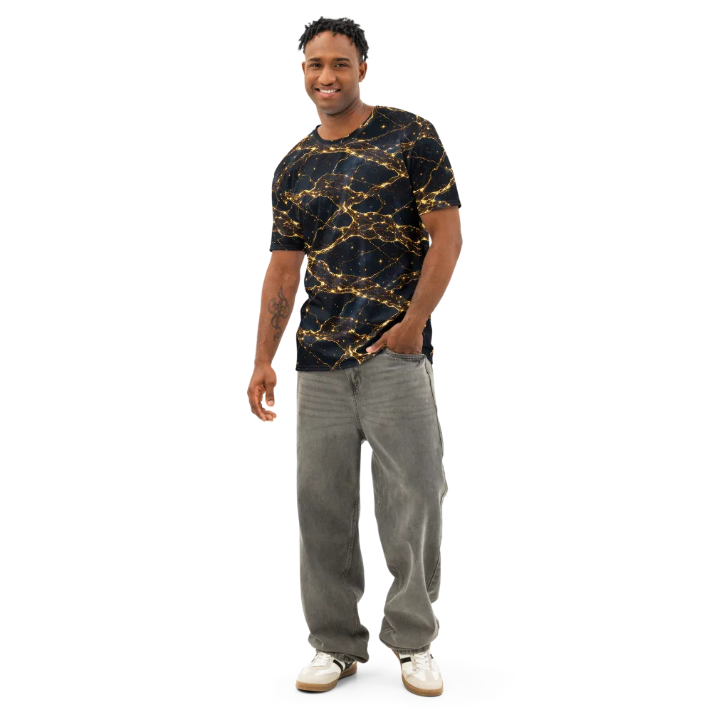 Midnight Fulgurite on Men's Cotton Crew Neck T-Shirt — Front