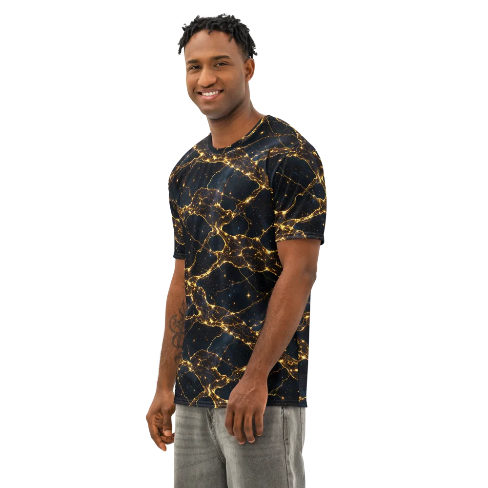 Midnight Fulgurite on Men's Cotton Crew Neck T-Shirt — Left Front