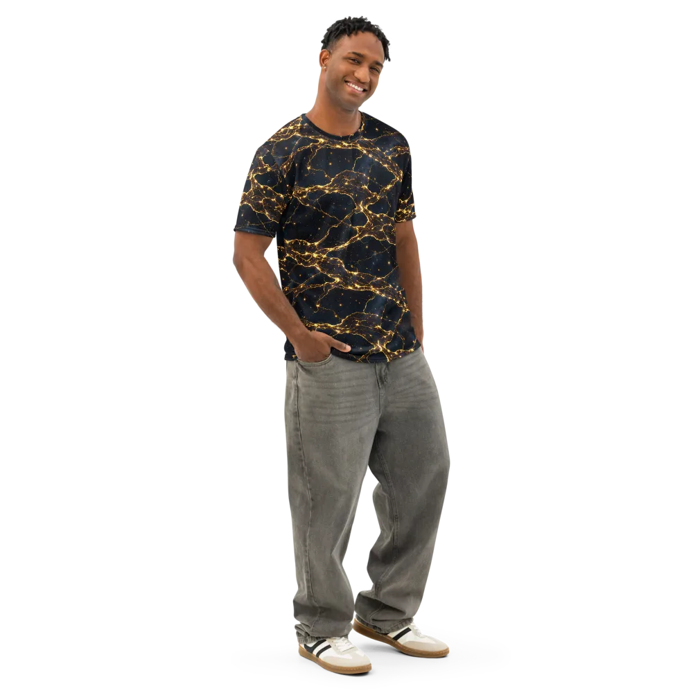 Midnight Fulgurite on Men's Cotton Crew Neck T-Shirt — Right Front