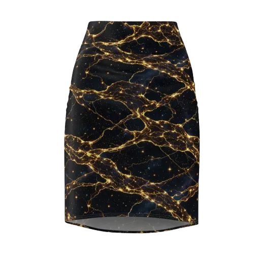 Midnight Fulgurite on a Pencil Skirt