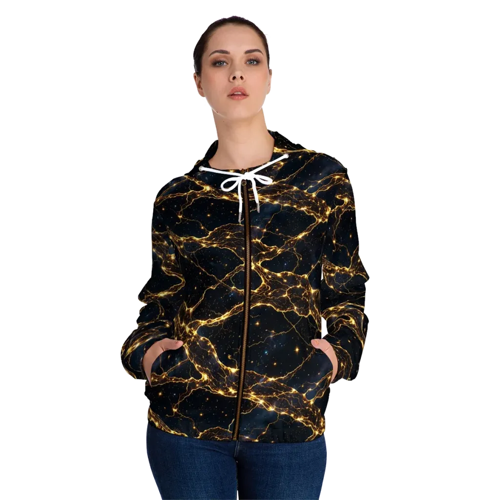 Midnight Fulgurite on Women's Full-Zip Hoodie — Front On Person