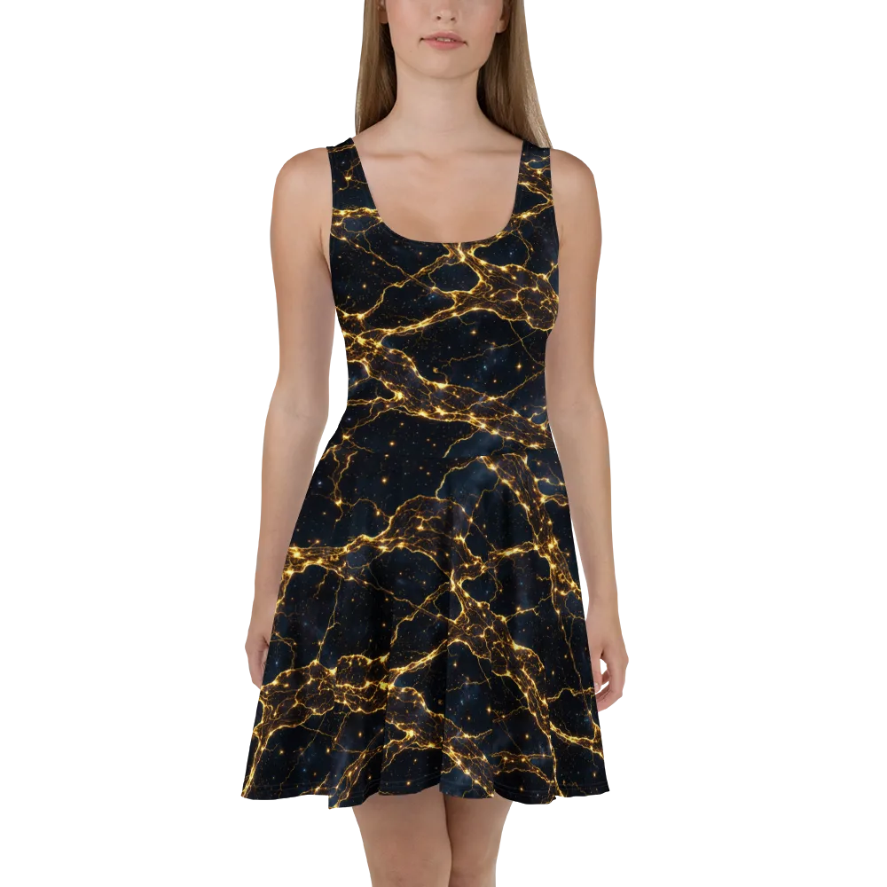 Midnight Fulgurite on Skater Dress — Front