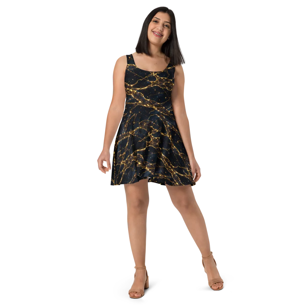 Midnight Fulgurite on Skater Dress — Front