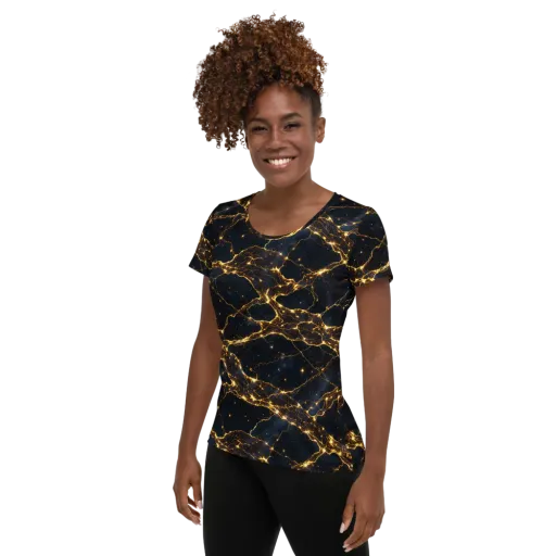 Midnight Fulgurite on a Women's Athletic T-Shirt