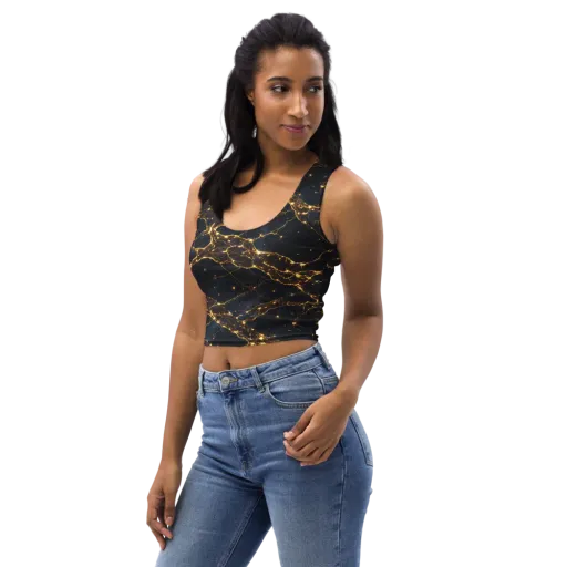 Midnight Fulgurite on a Crop Top