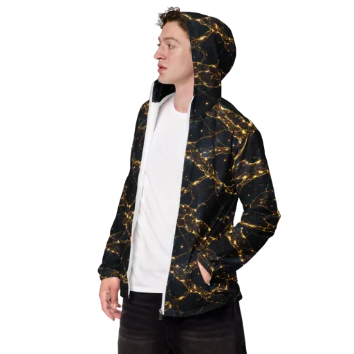 Midnight Fulgurite on a Men's Windbreaker