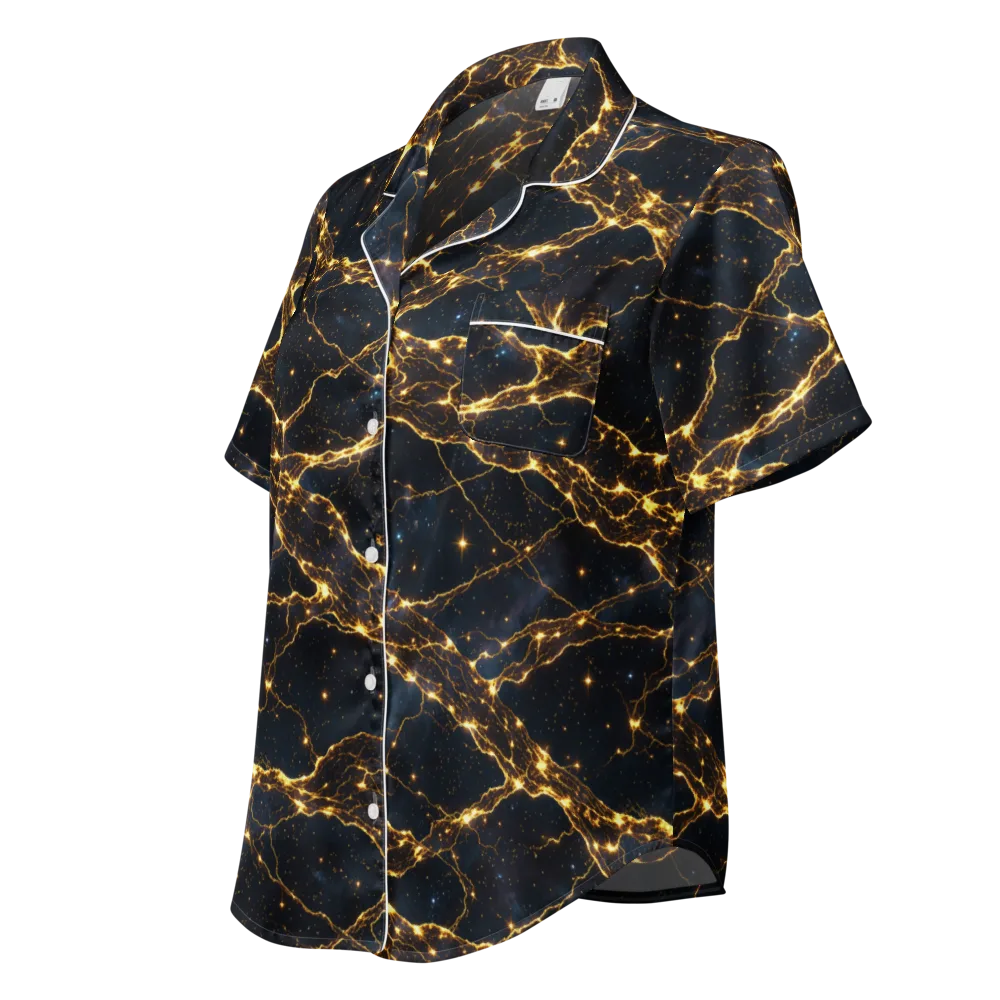 Midnight Fulgurite on Women's Short Sleeve Pajama Top — Left Front