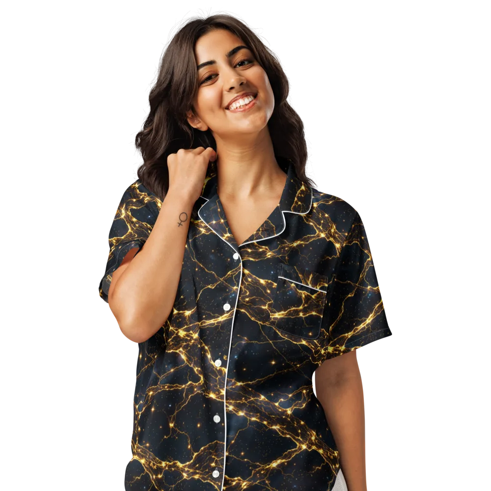 Midnight Fulgurite on Women's Short Sleeve Pajama Top — Front