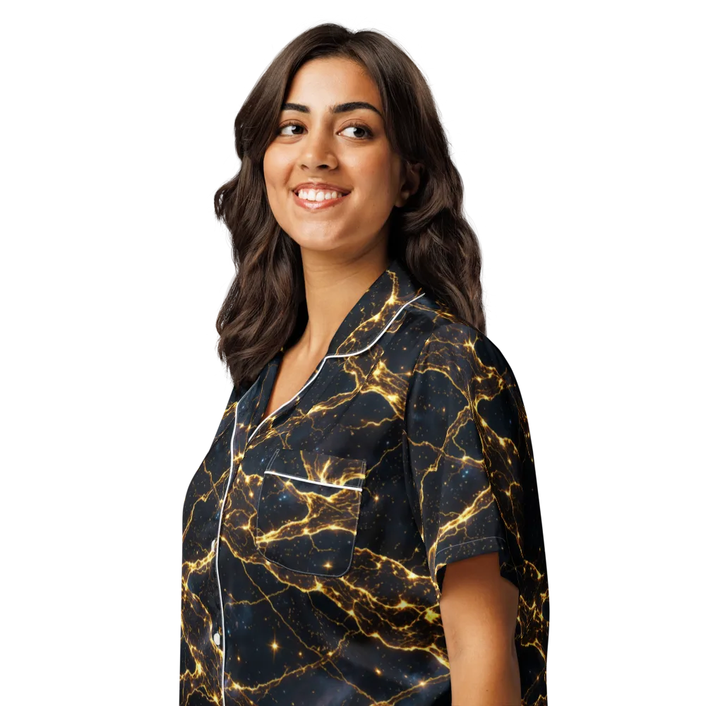 Midnight Fulgurite on Women's Short Sleeve Pajama Top — Left Front