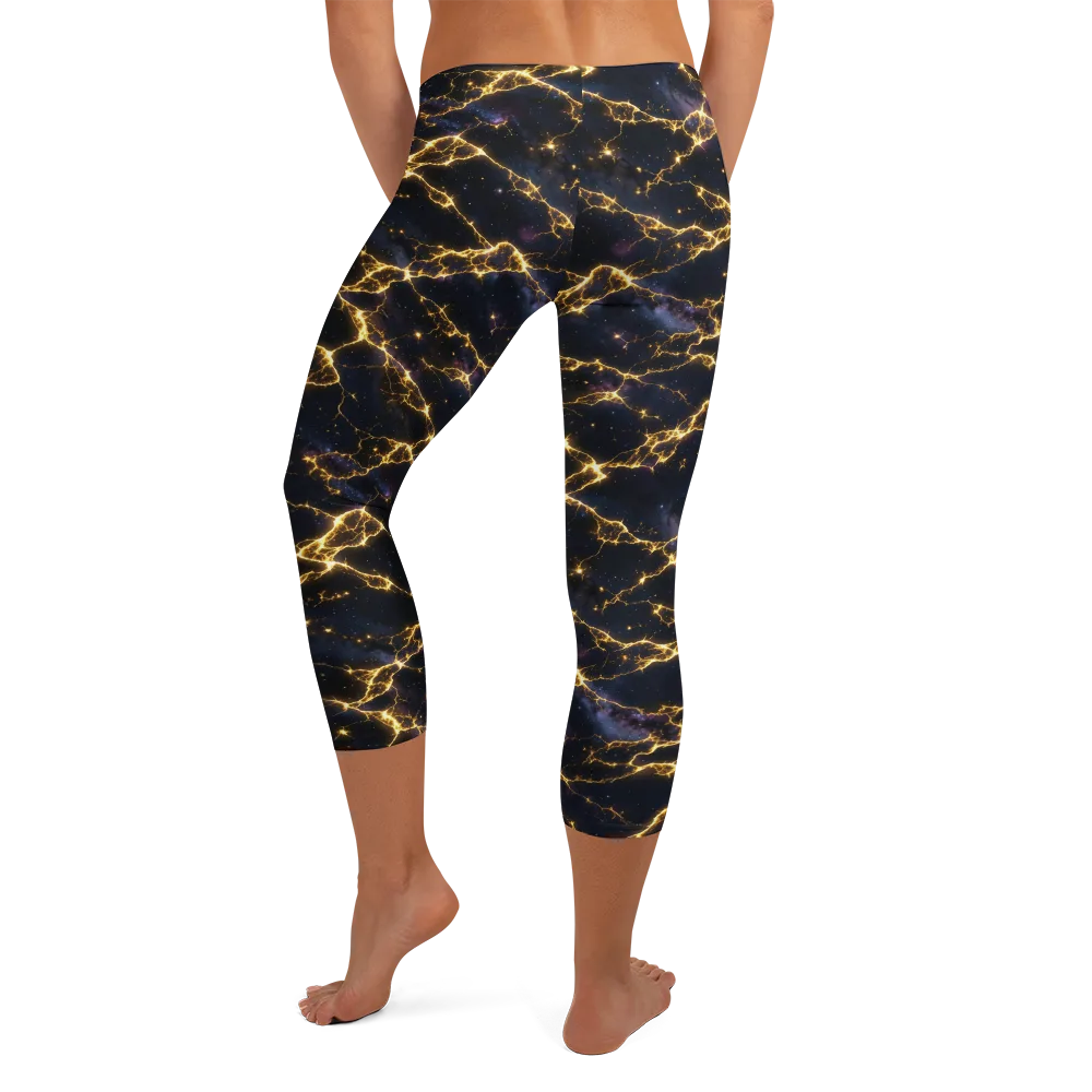 Celestial Veins on Capri Leggings — Back