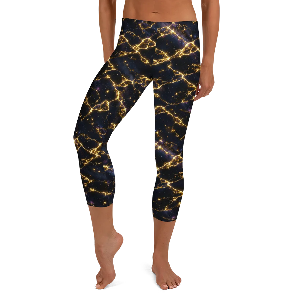 Celestial Veins on Capri Leggings — Front