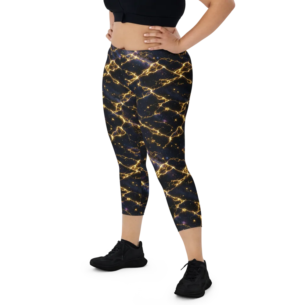 Celestial Veins on Capri Leggings — Front