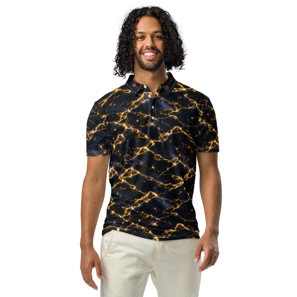 Celestial Veins on Men's Slim Fit Polo Shirt — Front