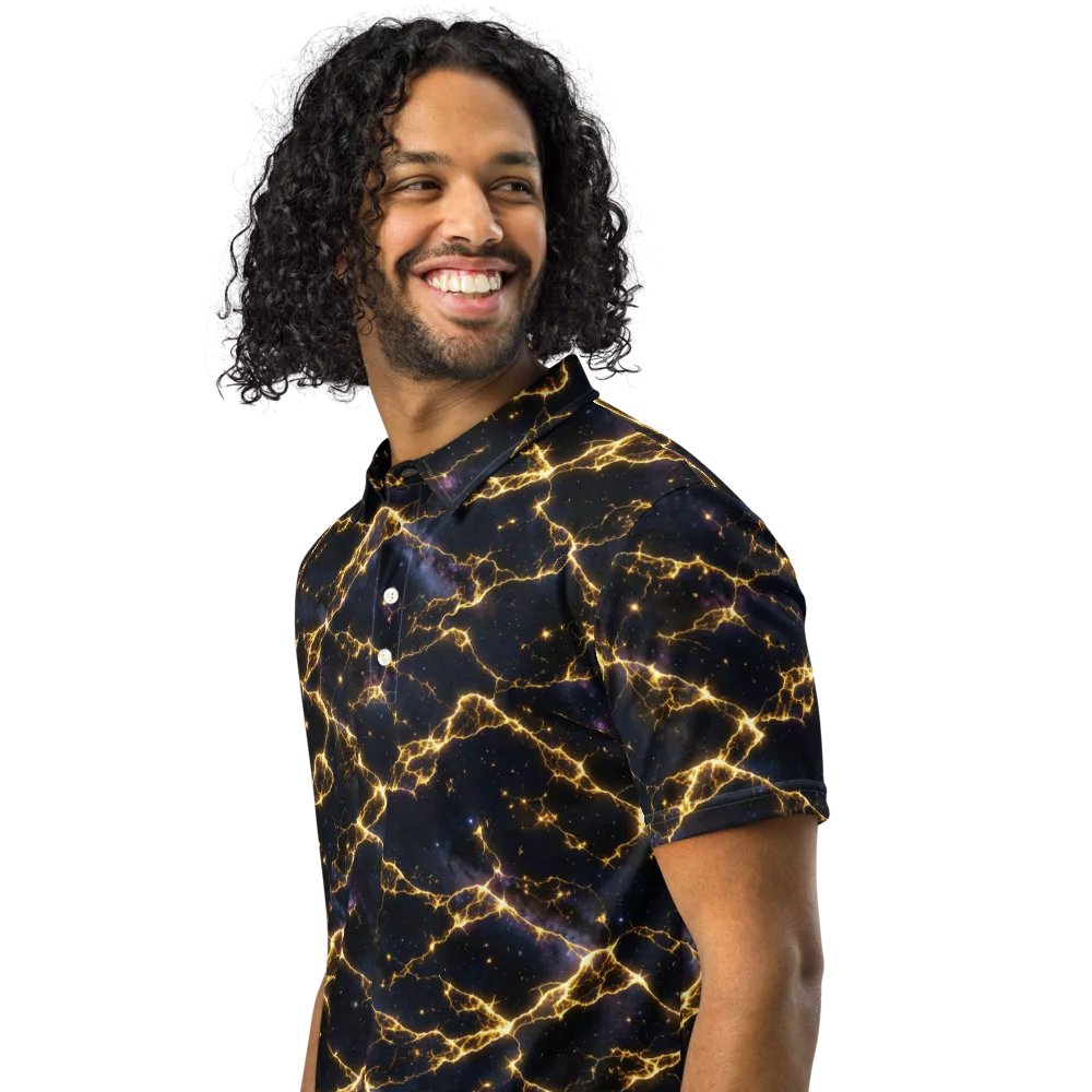 Celestial Veins on Men's Slim Fit Polo Shirt — Left Front