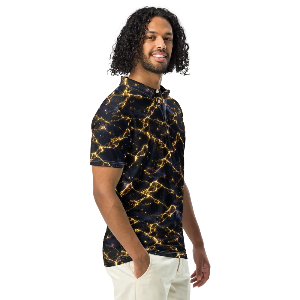 Celestial Veins on Men's Slim Fit Polo Shirt — Right Front