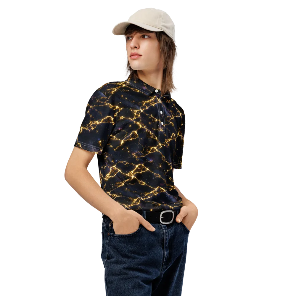 Celestial Veins on Men's Slim Fit Polo Shirt — Right Front
