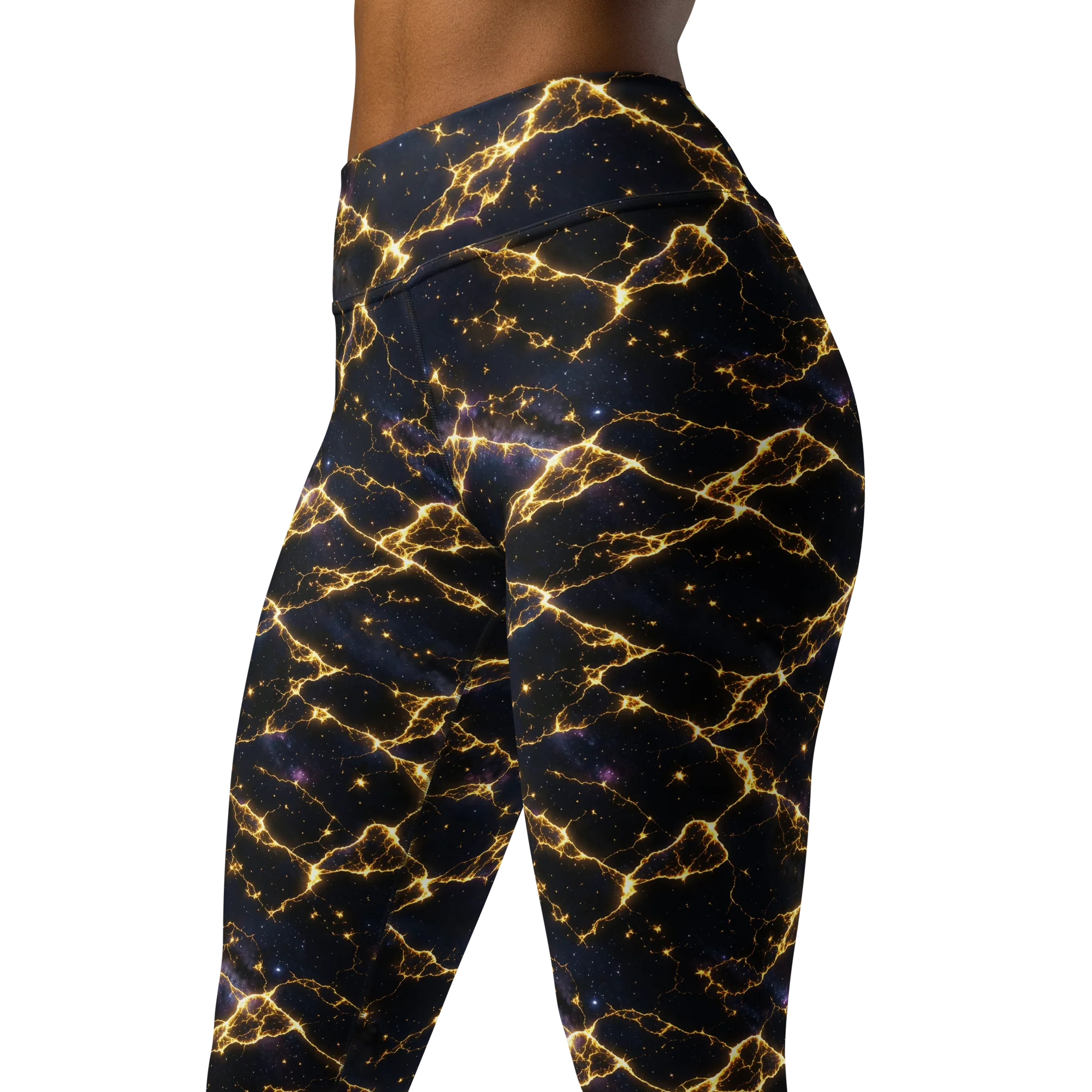 Celestial Veins on Yoga Leggings — Left Front