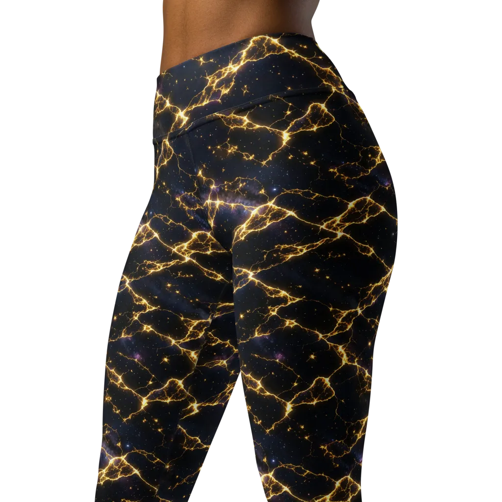 Celestial Veins on Yoga Leggings — Left Front