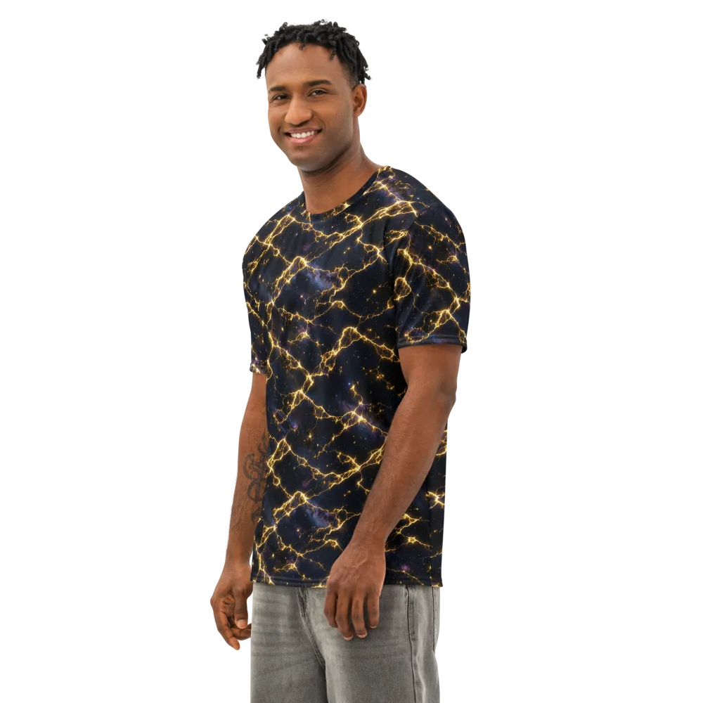 Celestial Veins on Men's Cotton Crew Neck T-Shirt — Left Front