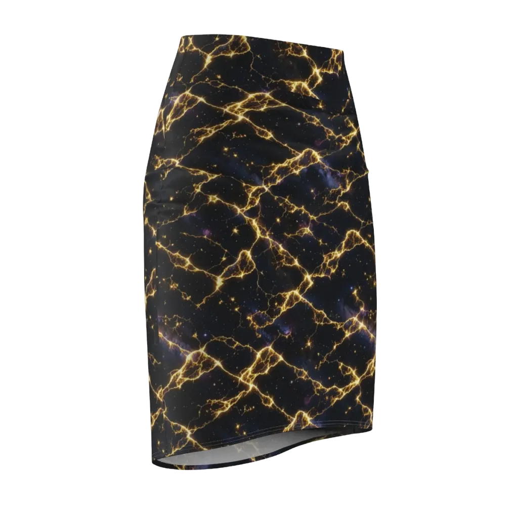 Celestial Veins on Pencil Skirt — Front Side