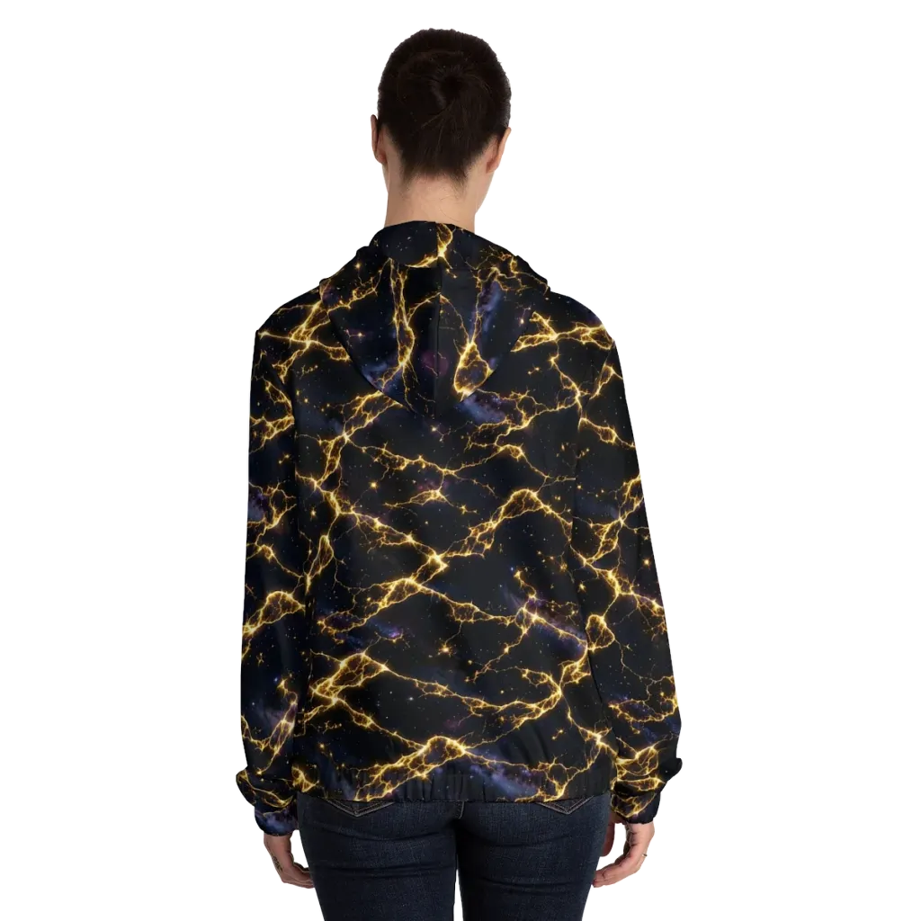 Celestial Veins on Women's Full-Zip Hoodie — Back On Person