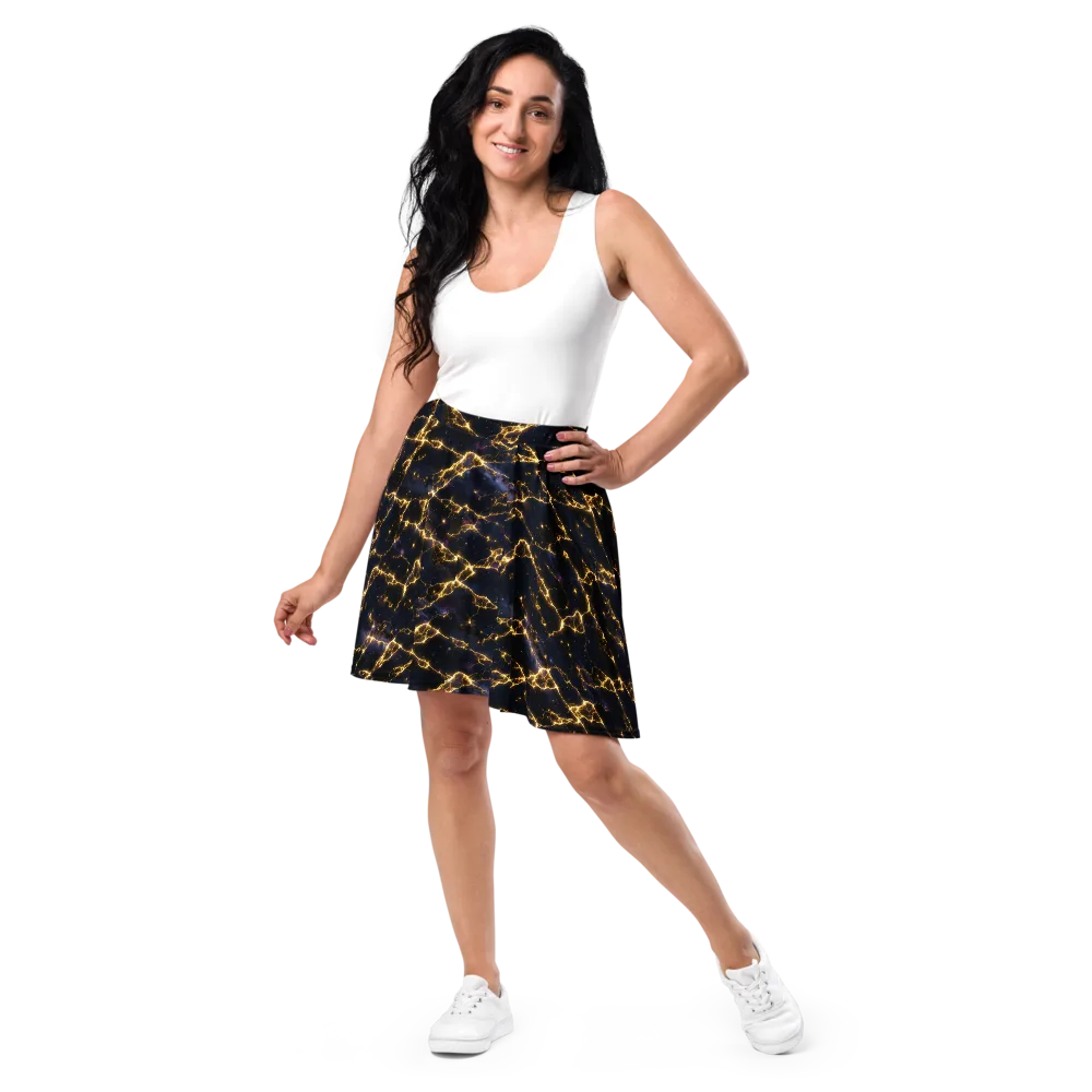 Celestial Veins on Skater Skirt — Front