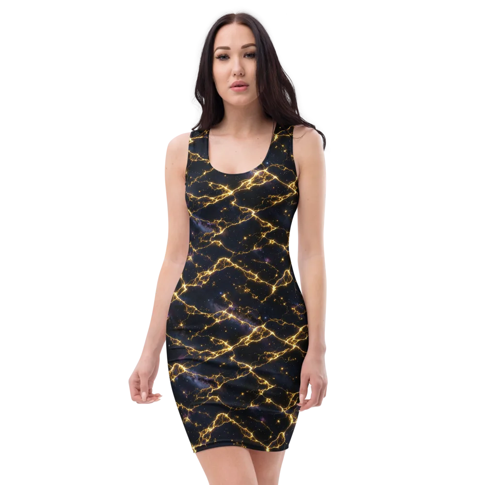 Celestial Veins on Bodycon Dress — Front