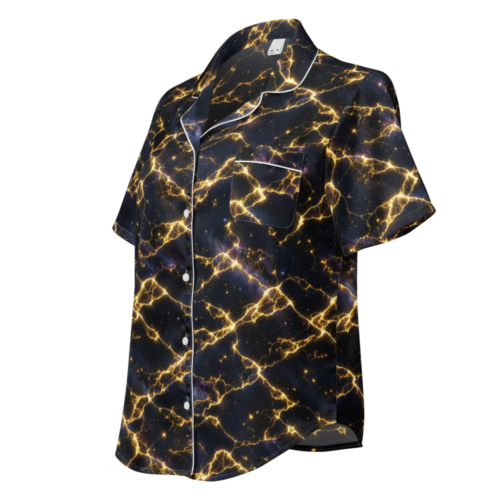 Celestial Veins on Women's Short Sleeve Pajama Top — Left Front