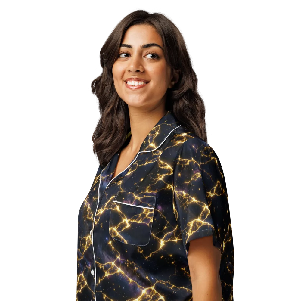 Celestial Veins on Women's Short Sleeve Pajama Top — Left Front
